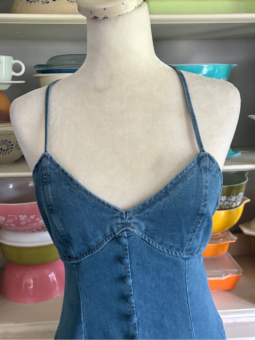 Denim Western Tiered Maxi Dress - Size Medium - Picture 4 of 13